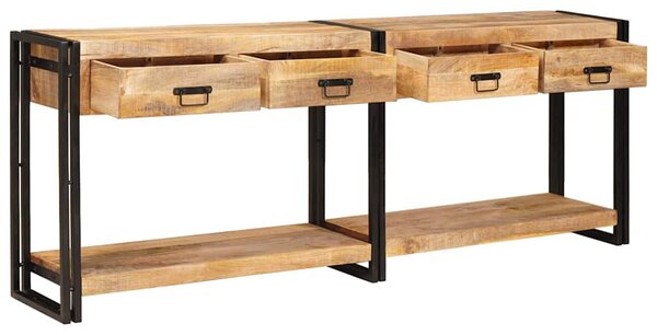 Konzolasztal 2 pcs Barna 200 x 33 x 75 cm Tömör nyers mangófa