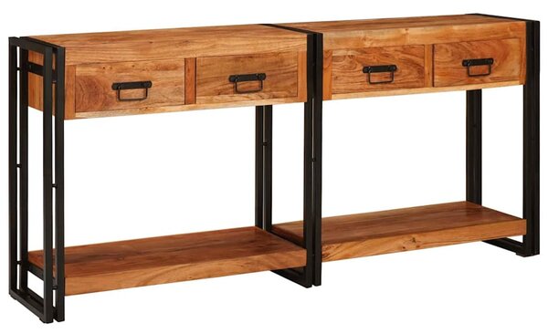 Konzolasztalok 2 pcs Barna 160 x 33 x 75 cm Tömör Akáciafa