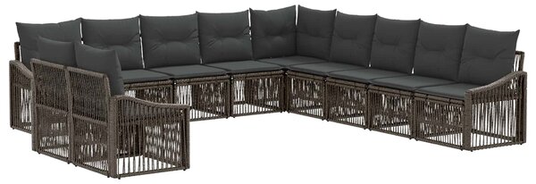 Kerti Kanapé Szett 11 pcs Szürke polirattan