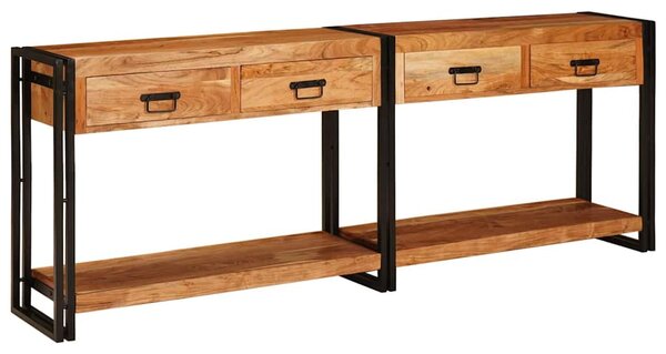 Konzolasztalok Egyéb 2 pcs Barna 200 x 33 x 75 cm Tömör akácfa