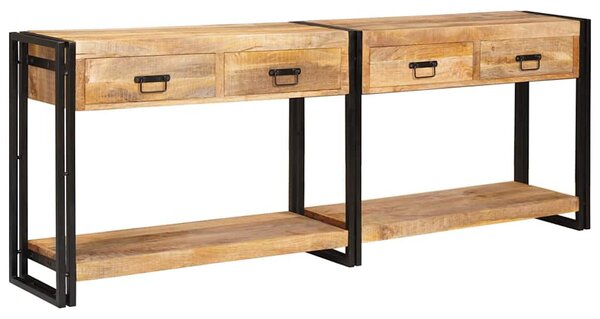 Konzolasztal 2 pcs Barna 200 x 33 x 75 cm Tömör nyers mangófa