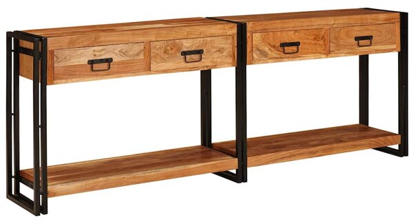 Konzolasztalok Egyéb 2 pcs Barna 200 x 33 x 75 cm Tömör akácfa