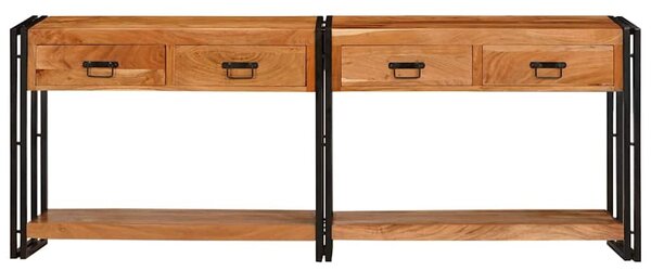 Konzolasztalok Egyéb 2 pcs Barna 200 x 33 x 75 cm Tömör akácfa