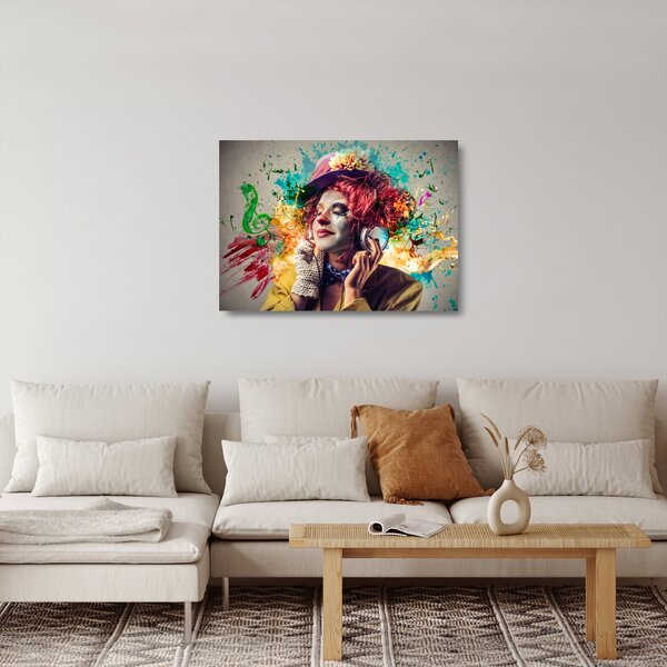 Kép - Női művész fejhallgatóval (üvegen) (70x50 cm)