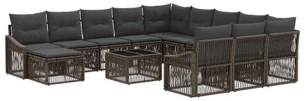 Kerti Kanapé Szett 13 pcs Szürke polirattan
