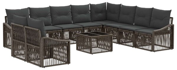 Kerti Kanapé Szett 11 pcs Szürke polirattan