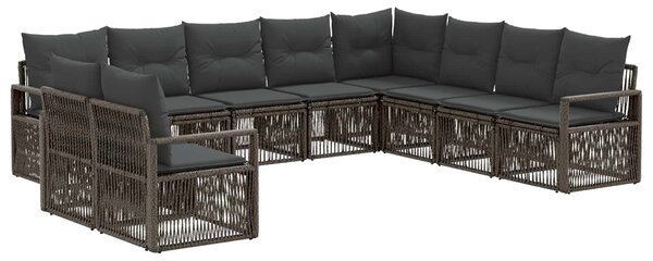 Kerti Kanapé Szett 10 pcs Szürke polirattan