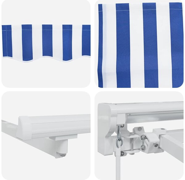 VidaXL Behúzható napellenző Kék és Fehér 400 x 200 cm
