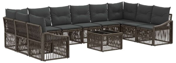 Kerti Kanapé Szett 11 pcs Szürke polirattan