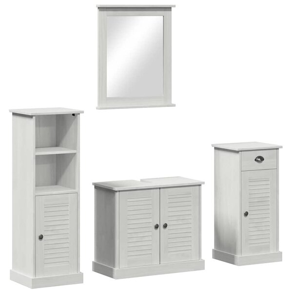 Fürdőszoba bútor szett 3 pcs antik fehér 37 x 34 x 110 cm