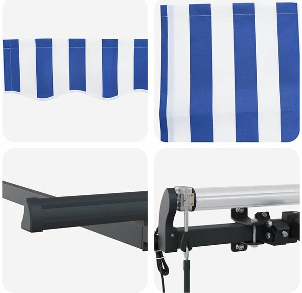 VidaXL Behúzható napellenző Kék és Fehér 350 x 200 cm