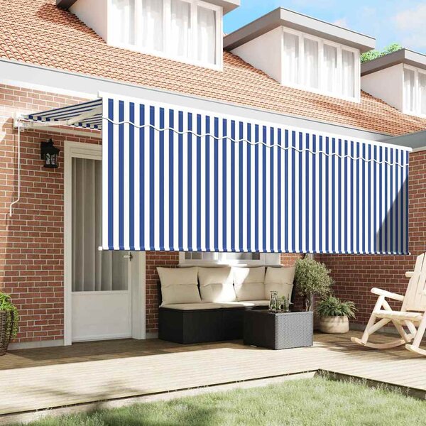 VidaXL Behúzható napellenző Kék és Fehér 400 x 200 cm