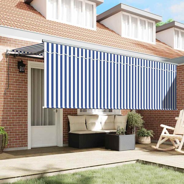 VidaXL Behúzható napellenző Kék és Fehér 350 x 200 cm