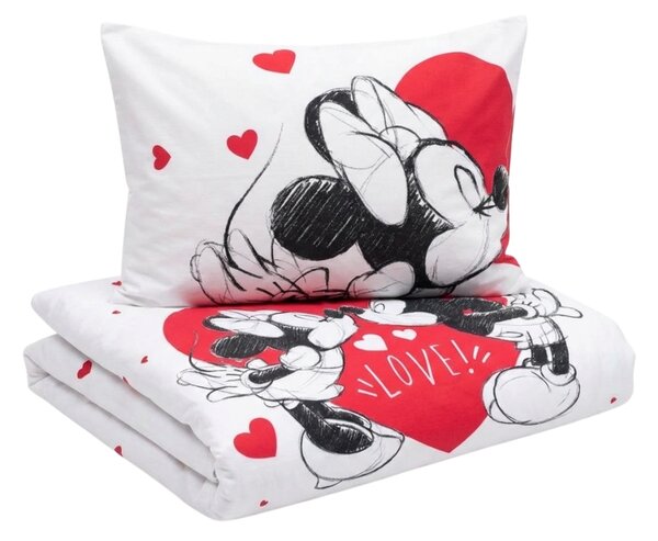 Gyermek pamut ágynemű MICKEY & MINNIE LOVE fehér Ágyneműhuzat mérete: 70 x 90 cm | 140 x 200 cm