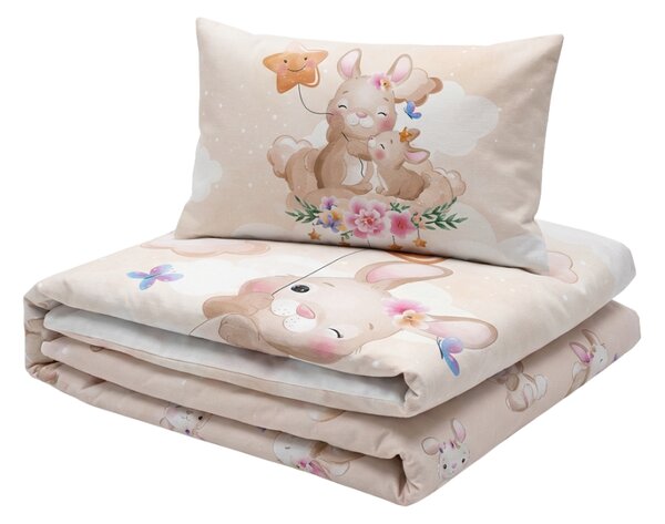 Pamutból készült babaágynemű BUNNY STAR bézs Ágyneműhuzat mérete: 40 x 60 cm | 100 x 135 cm