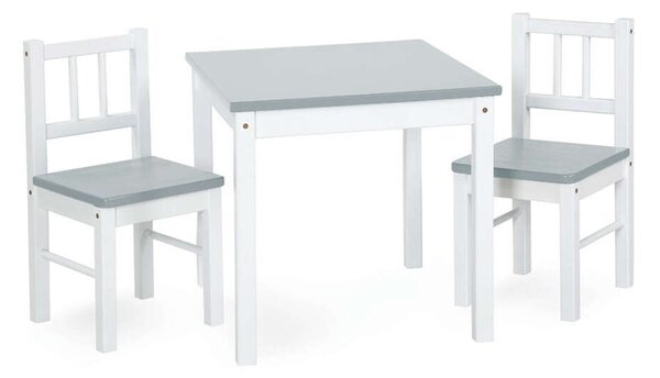 Klups Joy kisasztal + 2 db szék - fehér &amp; szürke