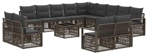 Kerti Kanapé Szett 14 pcs Szürke polirattan