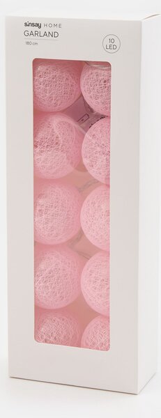 Sinsay - LED fényfüzér dekoratív gömbökkel - pasztellpink