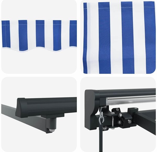 VidaXL Behúzható napellenző Kék és Fehér 300 x 250 cm