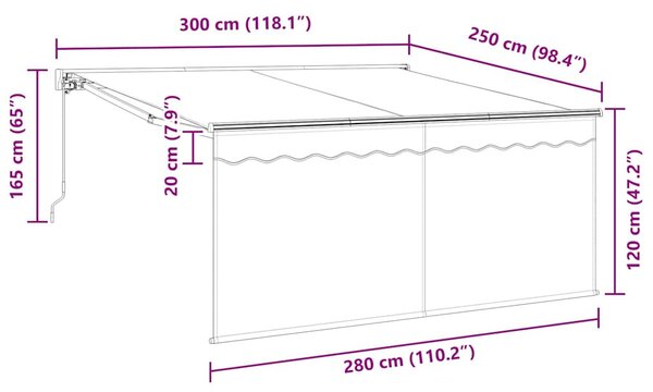 Behúzható napellenző Szürke és antracit 300 x 250 cm