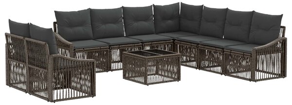Kerti Kanapé Szett 10 pcs Szürke polirattan