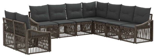 Kerti Kanapé Szett 9 pcs Szürke polirattan