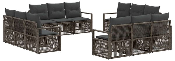 Kerti Kanapé Szett 12 pcs Szürke polirattan