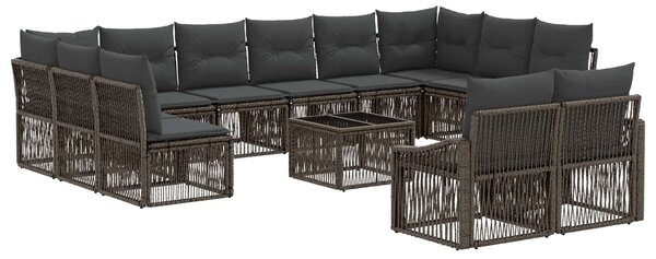 Kerti Kanapé Szett 13 pcs Szürke polirattan