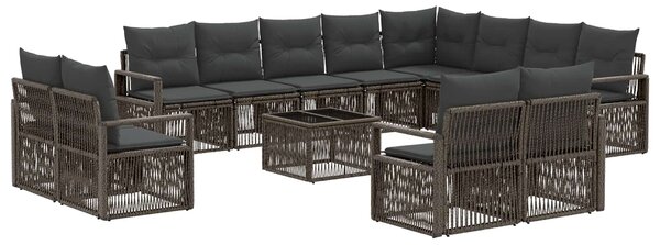 Kerti Kanapé Szett 13 pcs Szürke polirattan