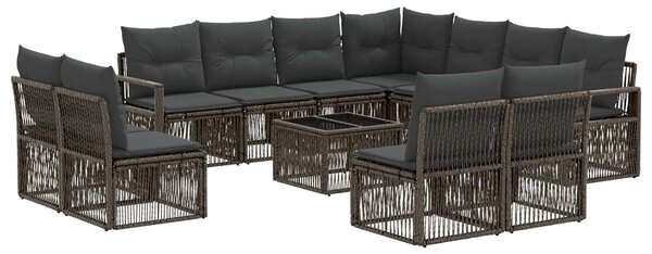 Kerti Kanapé Szett 12 pcs Szürke polirattan