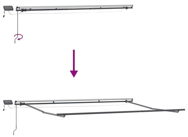 VidaXL Behúzható napellenző LED -es lámpákkal Fehér 500 ×300 cm szövet