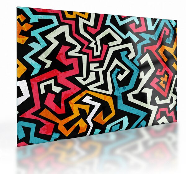 Grafikus absztrakciós kép (üvegen) (70x50 cm)