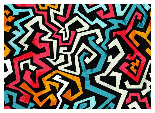 Grafikus absztrakciós kép (üvegen) (70x50 cm)