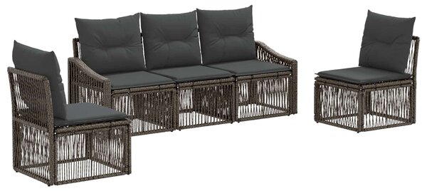 Kerti Kanapé Szett 5 pcs Szürke polirattan