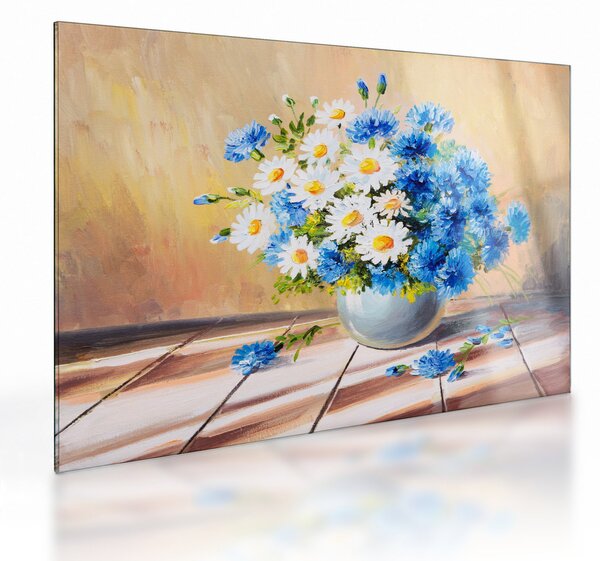 Festett kép egy váza virágról (üvegen) (70x50 cm)