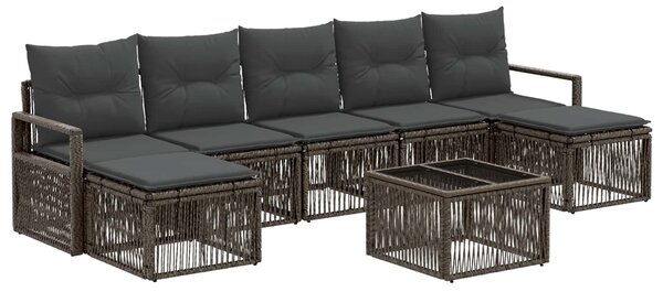 Kerti Kanapé Szett 8 pcs Szürke polirattan