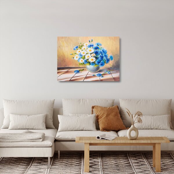 Festett kép egy váza virágról (üvegen) (70x50 cm)