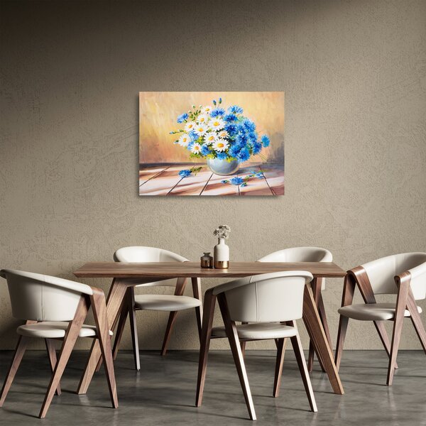 Festett kép egy váza virágról (üvegen) (70x50 cm)