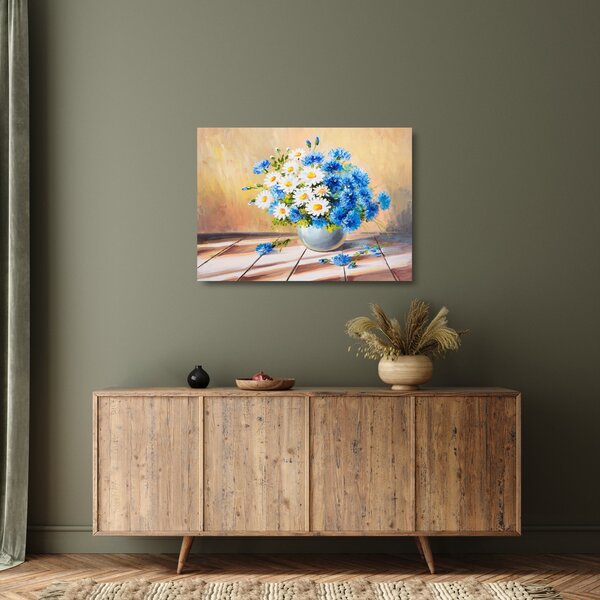 Festett kép egy váza virágról (üvegen) (70x50 cm)