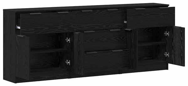 Széf fiókkal 3 pcs Musta tammi 60 x 30 x 70 cm Faanyag
