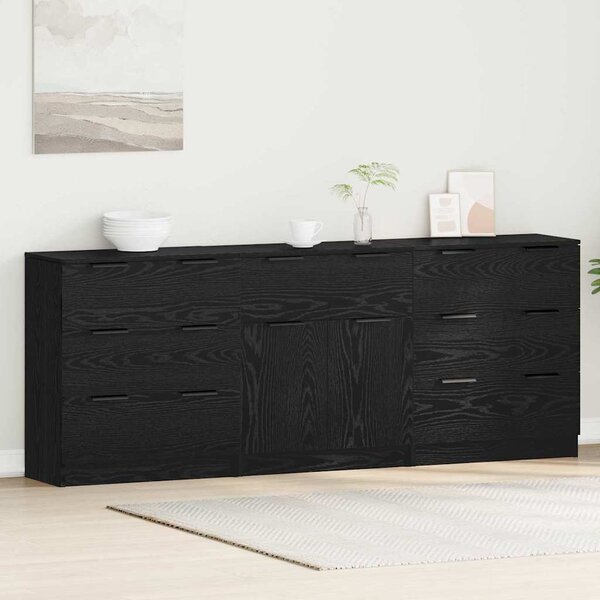 Széf fiókkal 3 pcs Musta tammi 60 x 30 x 70 cm Faanyag