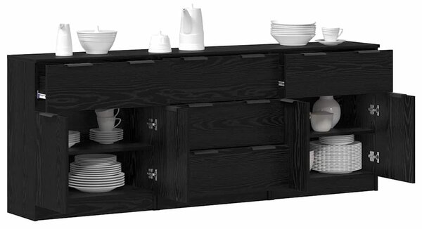 Széf fiókkal 3 pcs Musta tammi 60 x 30 x 70 cm Faanyag