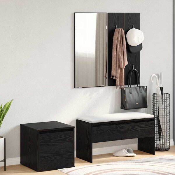 Előszoba bútorkészlet 3 pcs Musta tammi 80 x 31 x 40 cm Faanyag
