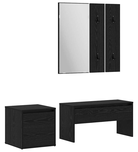 Előszoba bútorkészlet 3 pcs Musta tammi 80 x 31 x 40 cm Faanyag