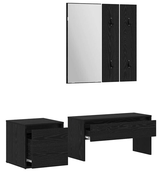 Előszoba bútorkészlet 3 pcs Musta tammi 80 x 31 x 40 cm Faanyag