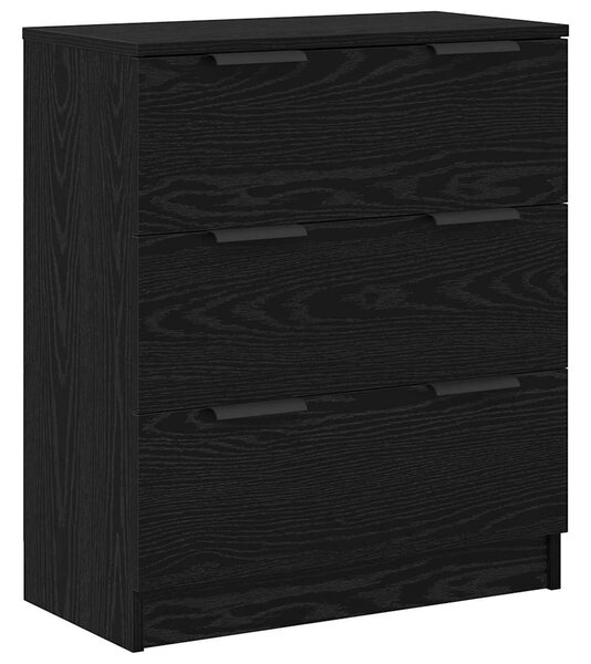 Széf fiókkal 3 pcs Musta tammi 121 x 30 x 70 cm Faanyag