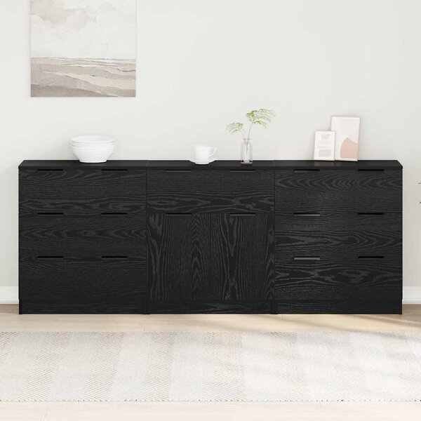 Széf fiókkal 3 pcs Musta tammi 60 x 30 x 70 cm Faanyag