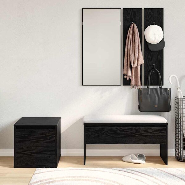 Előszoba bútorkészlet 3 pcs Musta tammi 80 x 31 x 40 cm Faanyag