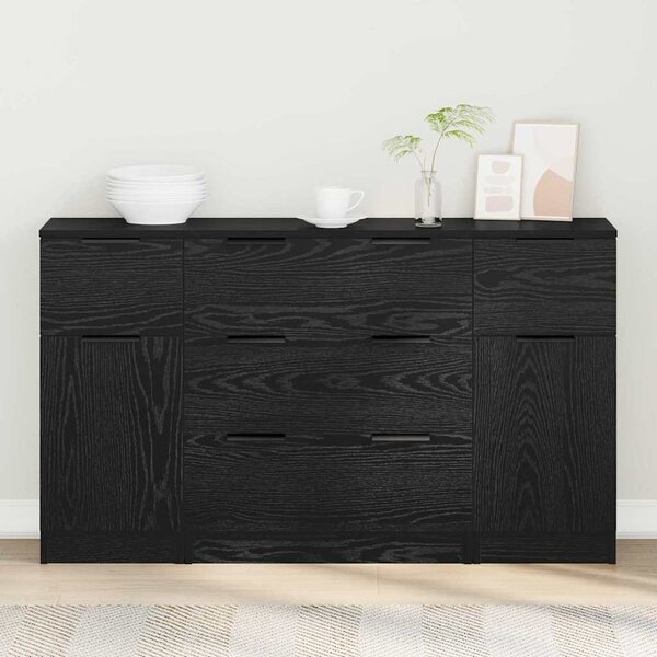 Széf fiókkal 3 pcs Musta tammi 121 x 30 x 70 cm Faanyag