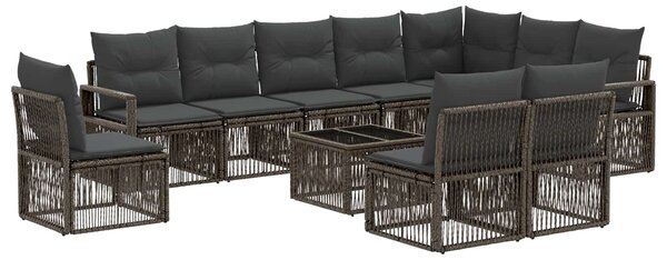 Kerti Kanapé Szett 11 pcs Szürke polirattan